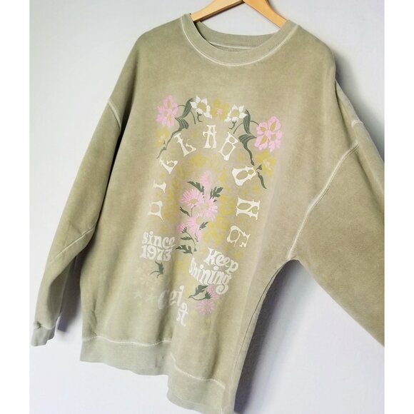 Billabong Ride In Sweatshirt Faded Green XL Keep Shining Graphic Oversized Crew - Picture 5 of 16